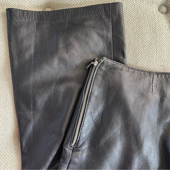 Danier Black Leather Straight Leg Ankle Crop Pants Lined Side Zip 26 XS 2 - Picture 3 of 11